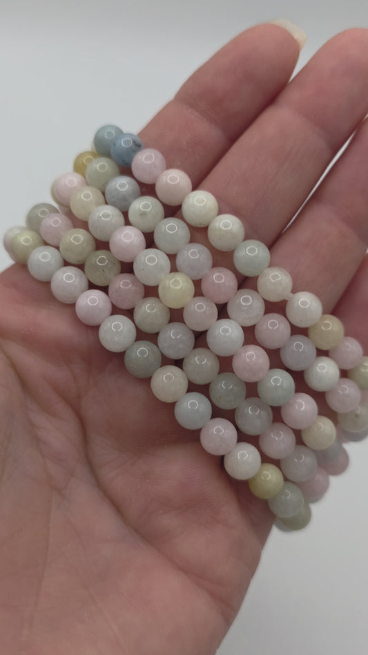 🌸 Morganit Armband – Herzjuwel der Göttin ☆ 6mm Perlen ☆ 18cm Umfang