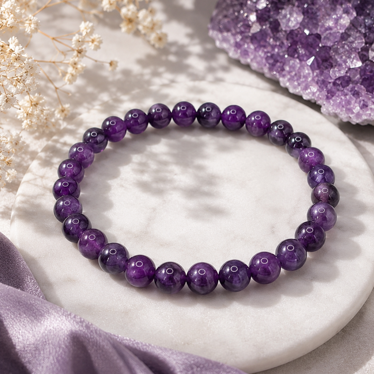 🔮 Amethyst Armband – Dein spiritueller Begleiter ☆ 6mm Perlen ☆ 18cm Umfang