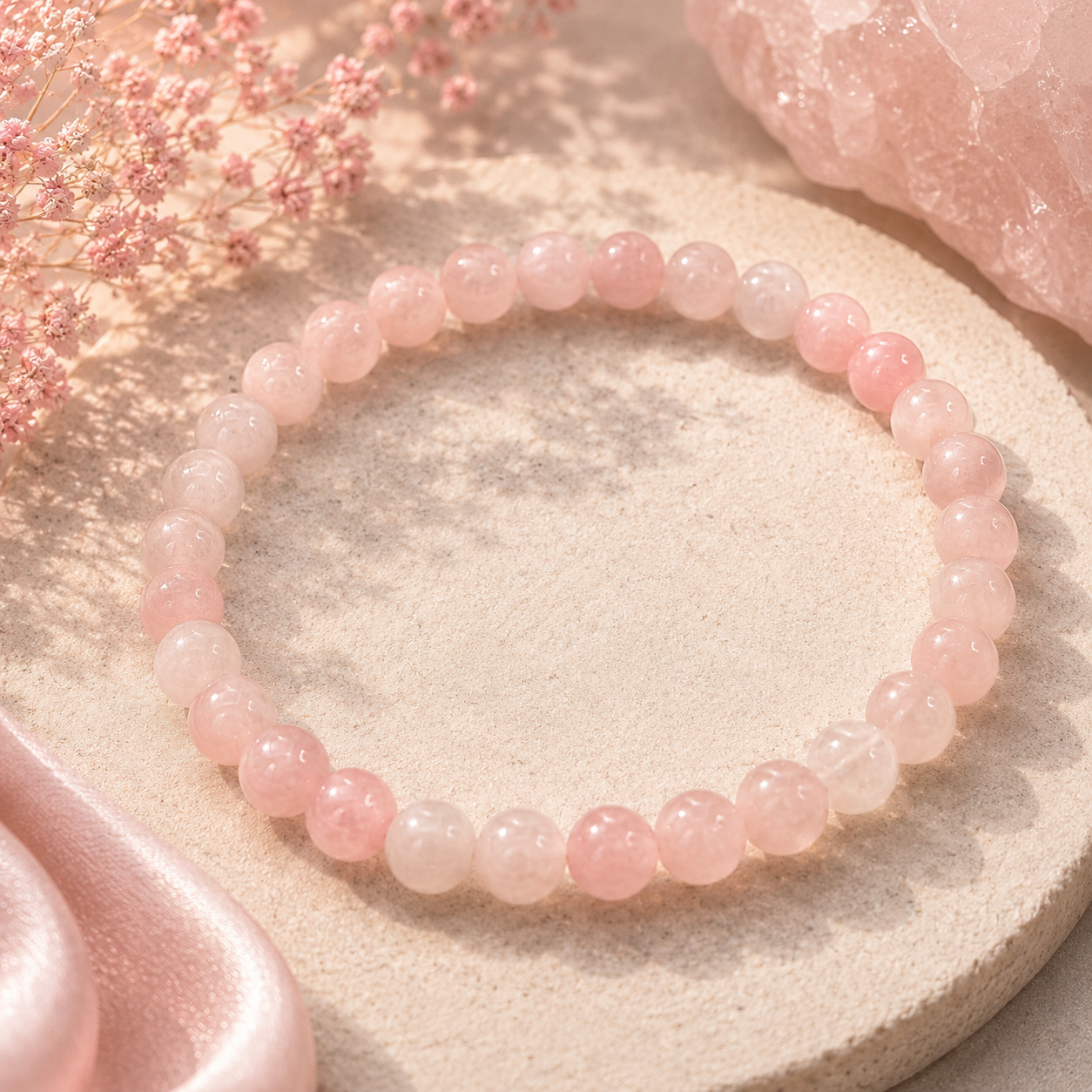 💗 Rosenquarz Armband – Liebe, die du fühlen kannst ☆ 6 mm Edelsteinperlen • 18 cm Umfang • Handgefertigt mit Herzenergie