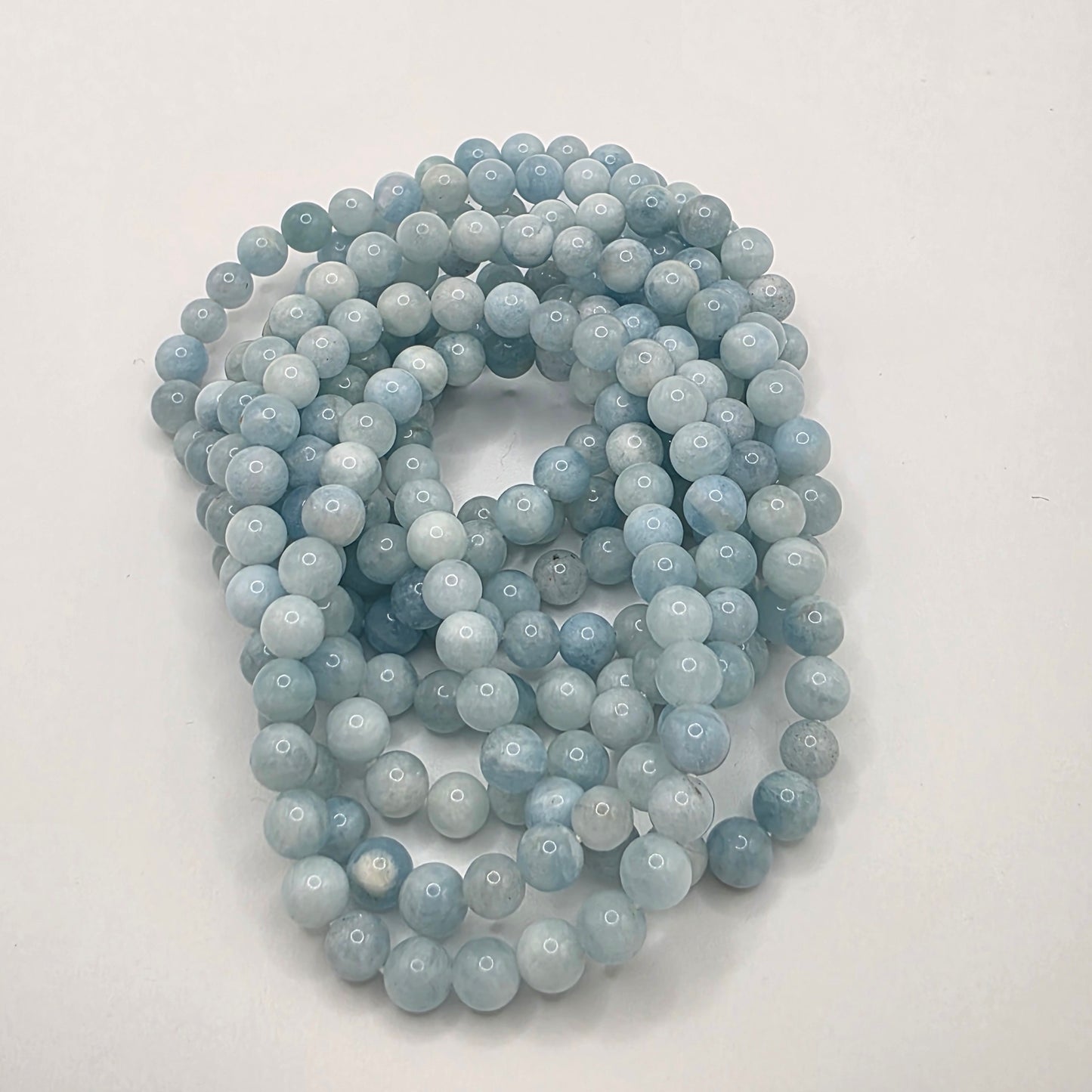 🌊 Aquamarin Armband – Stimme deiner Seele ☆ 6 mm Edelsteinperlen • 18 cm Umfang • Handgefertigt mit Herz