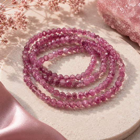 💗 Rosa Turmalin Armband – Herzheilung in feinster Form ☆ 4 mm facettierte Edelsteinperlen • 18 cm Umfang